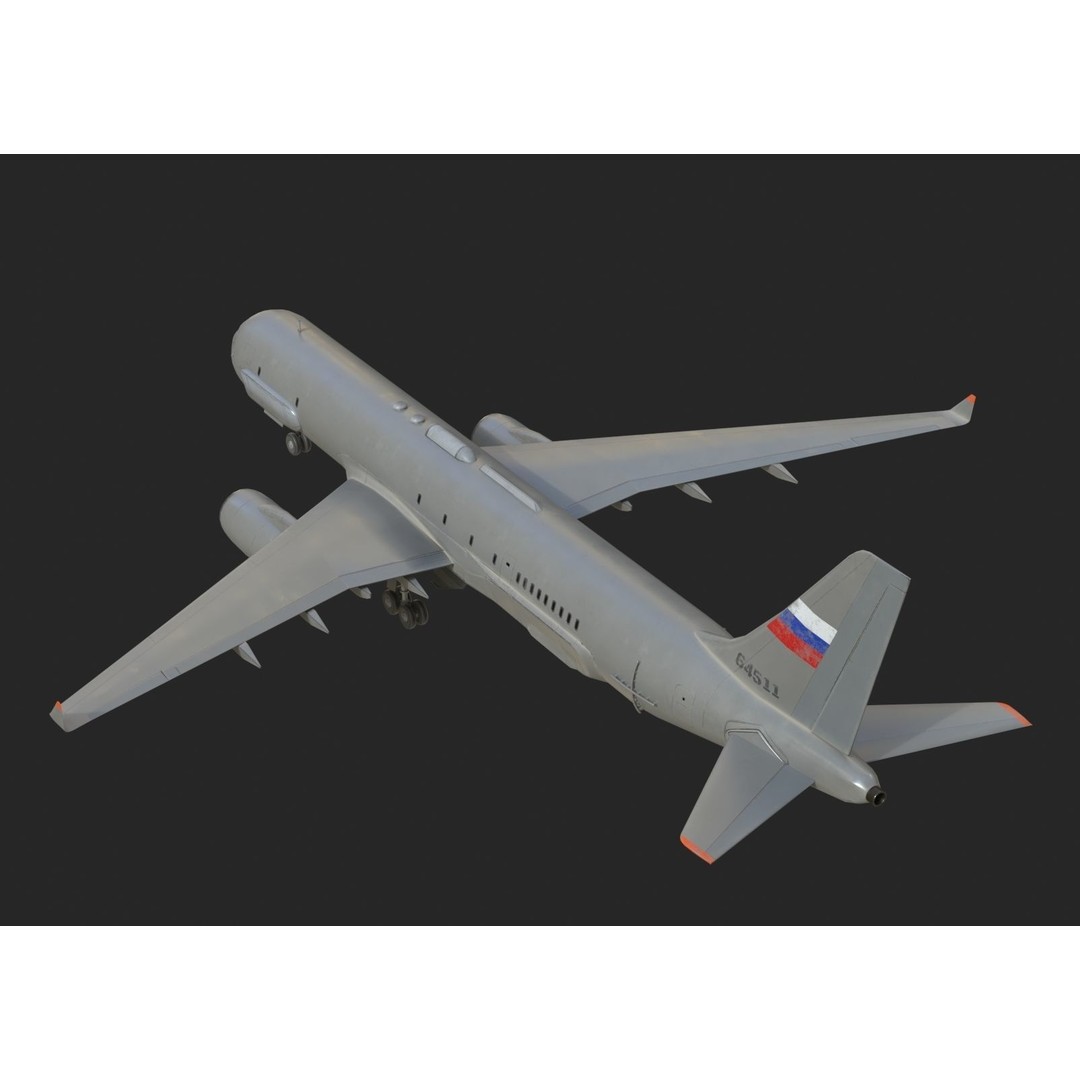 Tu-214R Reconnaissance Aircraft 3D Model – Low Poly PBR Game Asset, FBX - View 5