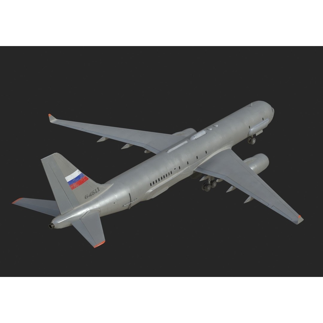 Tu-214R Reconnaissance Aircraft 3D Model – Low Poly PBR Game Asset, FBX - View 6