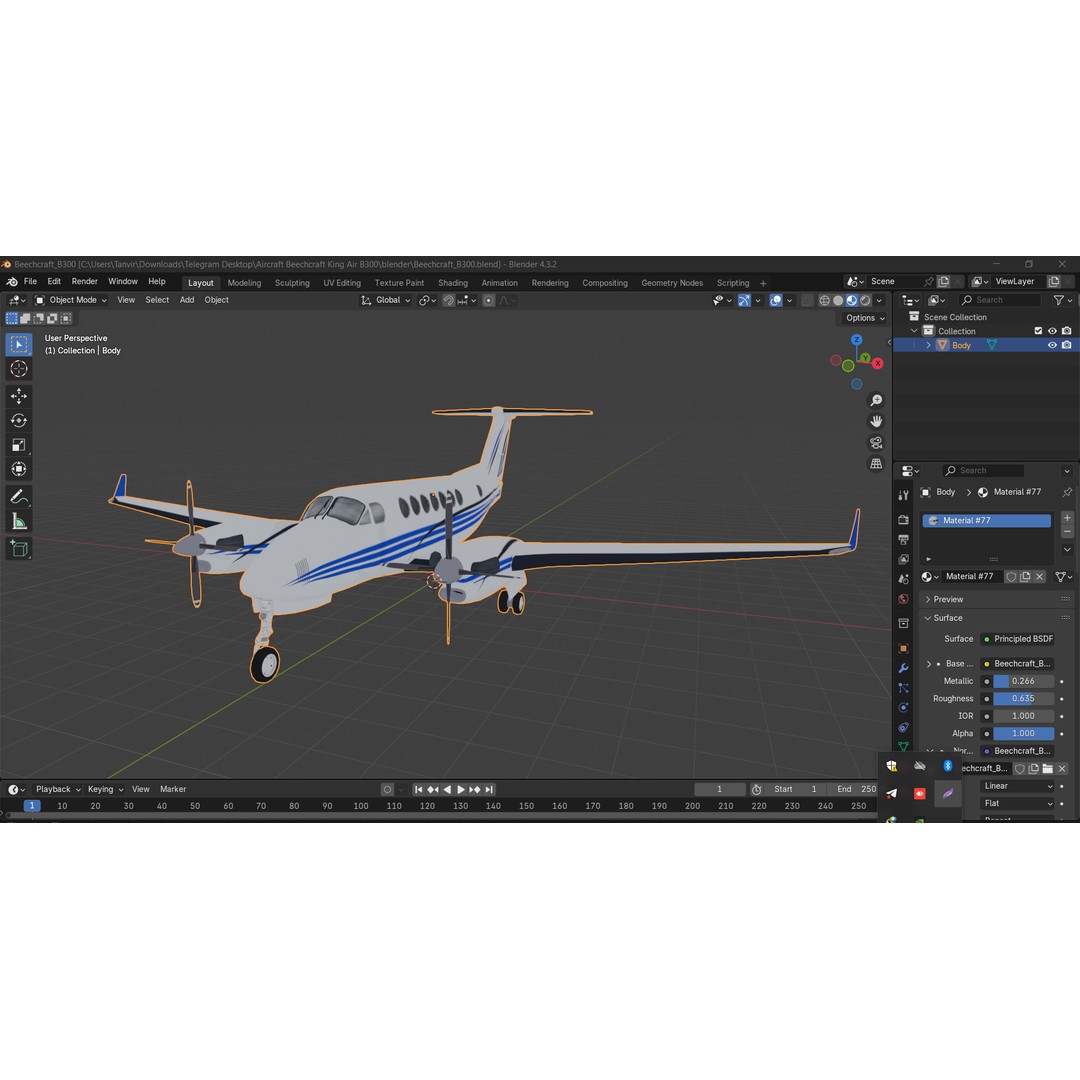 Beechcraft B300 3D Model – Low Poly Game Asset, FBX, PBR Textures