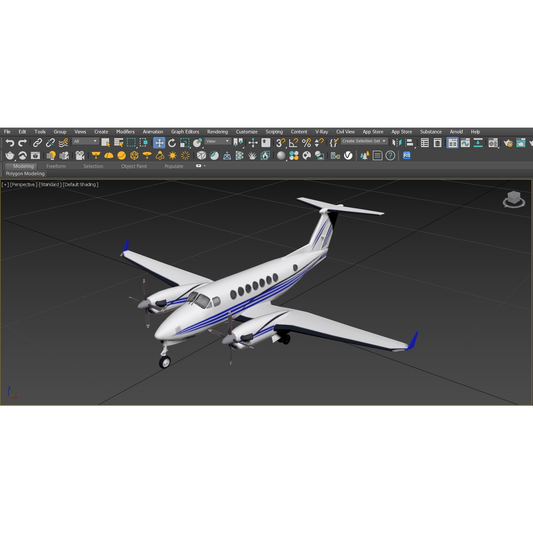Beechcraft B300 3D Model – Low Poly Game Asset, FBX, PBR Textures - View 11