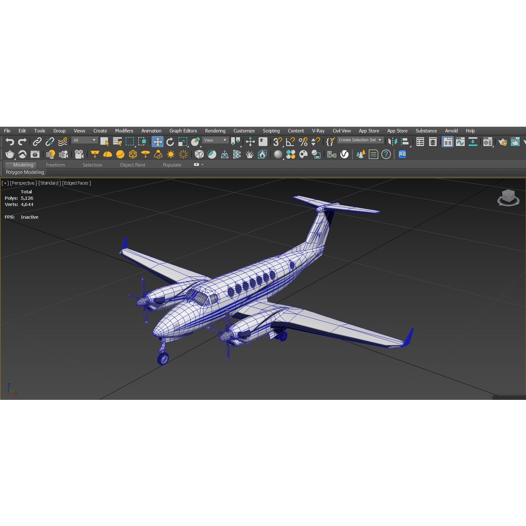 Beechcraft B300 3D Model – Low Poly Game Asset, FBX, PBR Textures - View 12