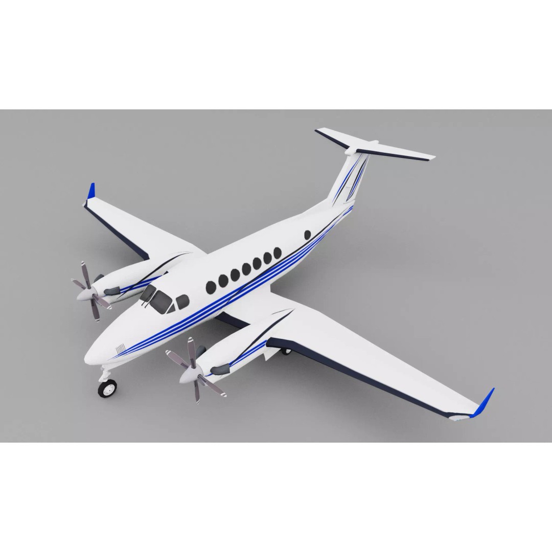 Beechcraft B300 3D Model – Low Poly Game Asset, FBX, PBR Textures - View 2
