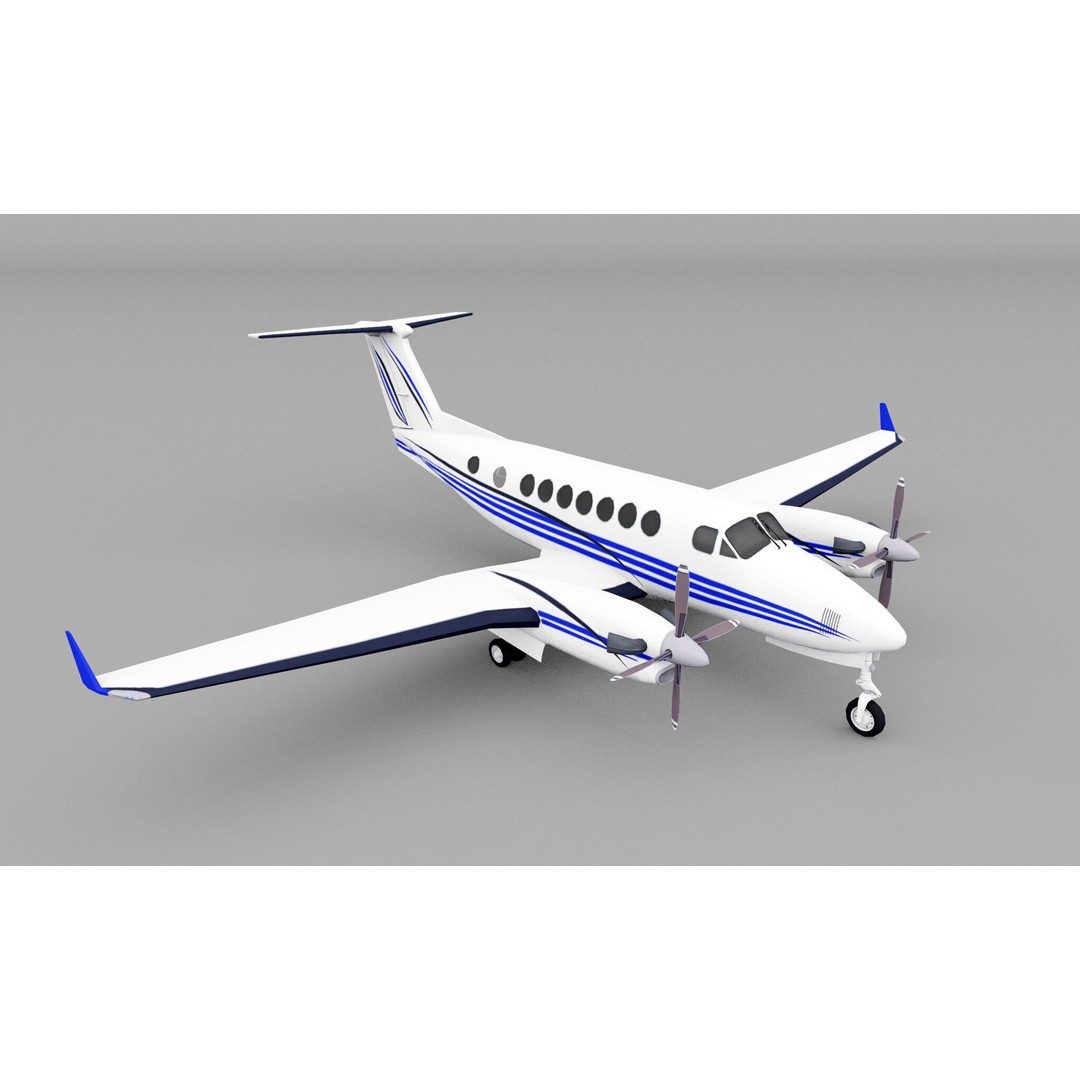 Beechcraft B300 3D Model – Low Poly Game Asset, FBX, PBR Textures - View 3