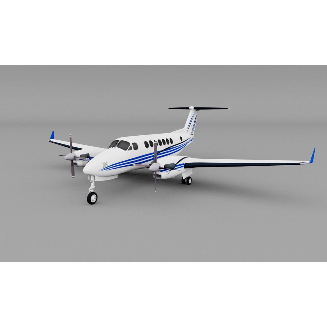 Beechcraft B300 3D Model – Low Poly Game Asset, FBX, PBR Textures - View 4