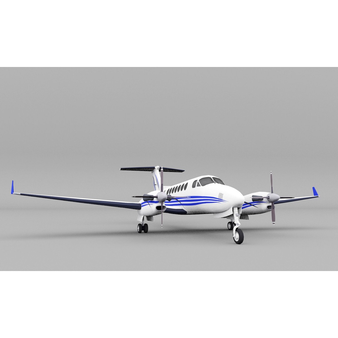 Beechcraft B300 3D Model – Low Poly Game Asset, FBX, PBR Textures - View 5