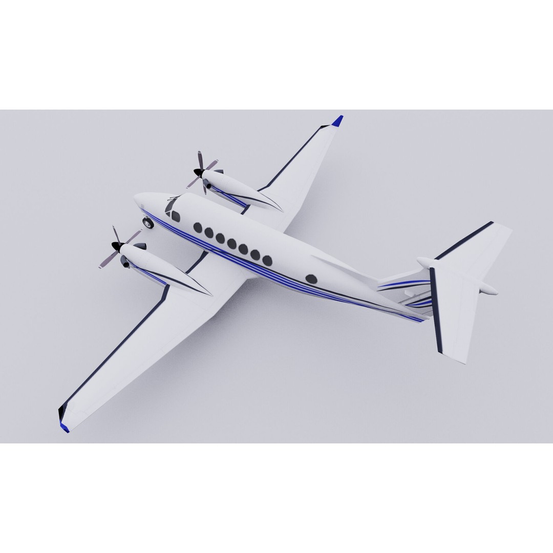 Beechcraft B300 3D Model – Low Poly Game Asset, FBX, PBR Textures - View 6