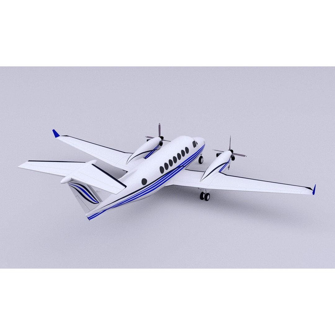 Beechcraft B300 3D Model – Low Poly Game Asset, FBX, PBR Textures - View 7