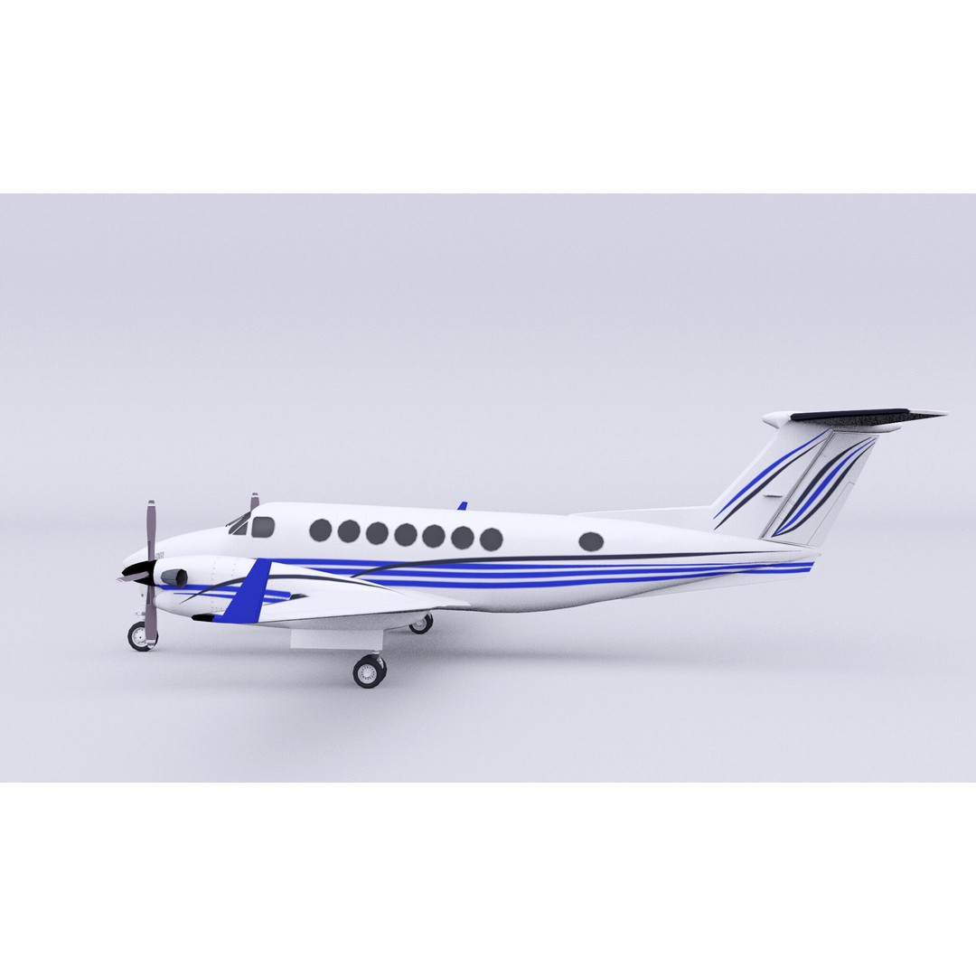 Beechcraft B300 3D Model – Low Poly Game Asset, FBX, PBR Textures - View 9