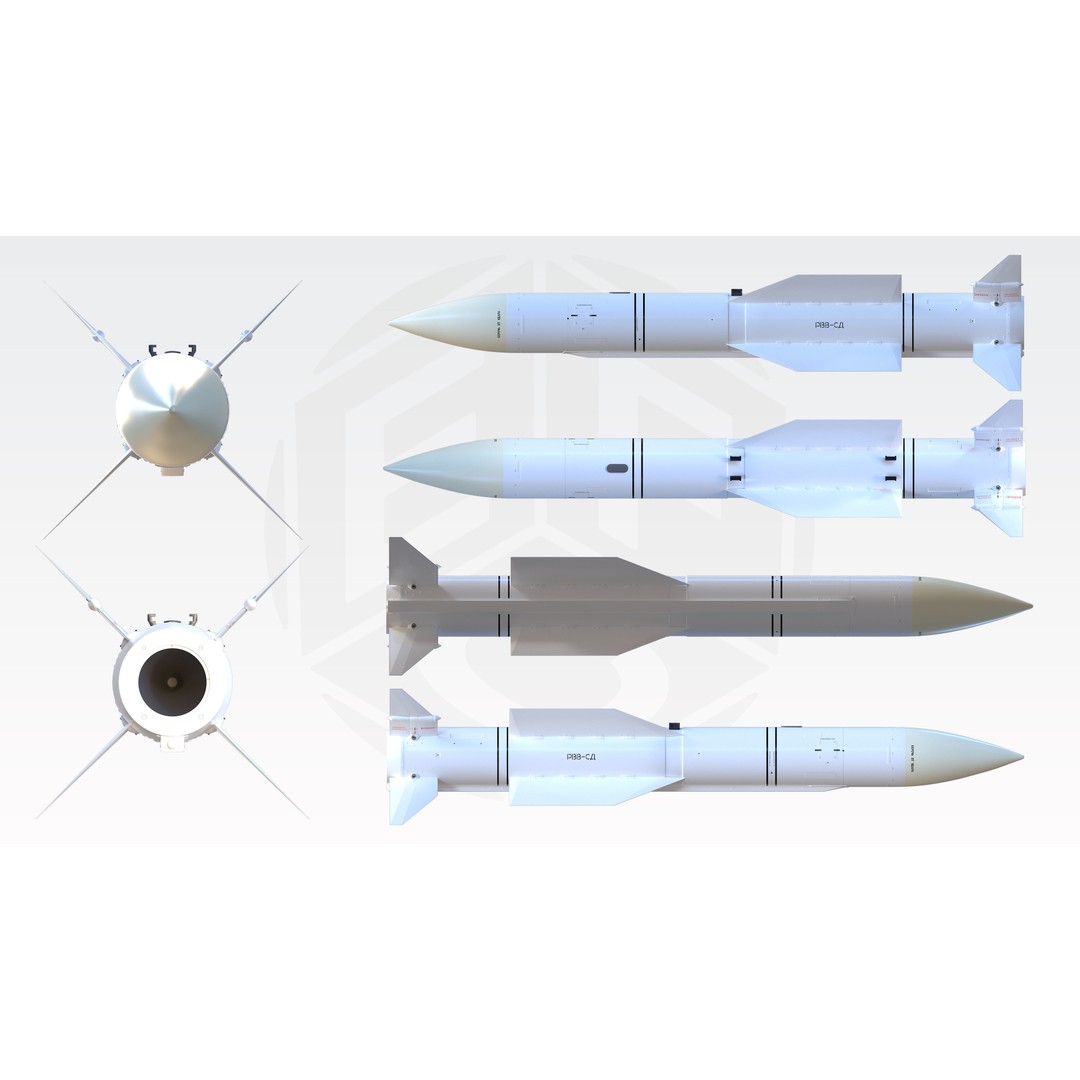 RVV-BD Aircraft Guided Air-to-Air Missile 3D Model – PBR Game Asset, FBX - View 21