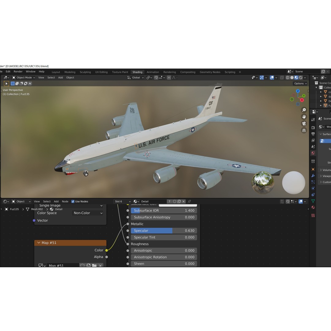 Boeing RC-135 U Combat Sent 3D Model – PBR Military Aircraft, FBX - View 15