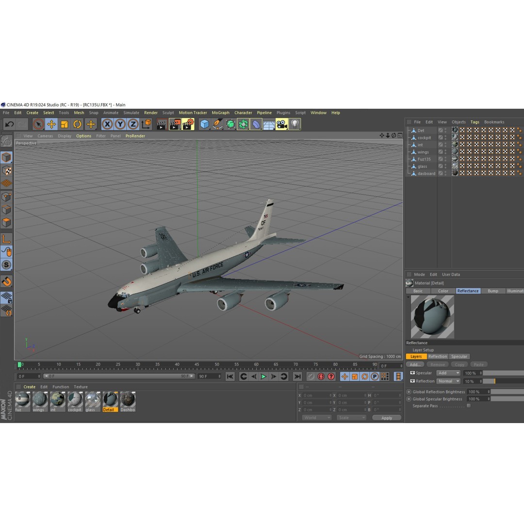 Boeing RC-135 U Combat Sent 3D Model – PBR Military Aircraft, FBX - View 16