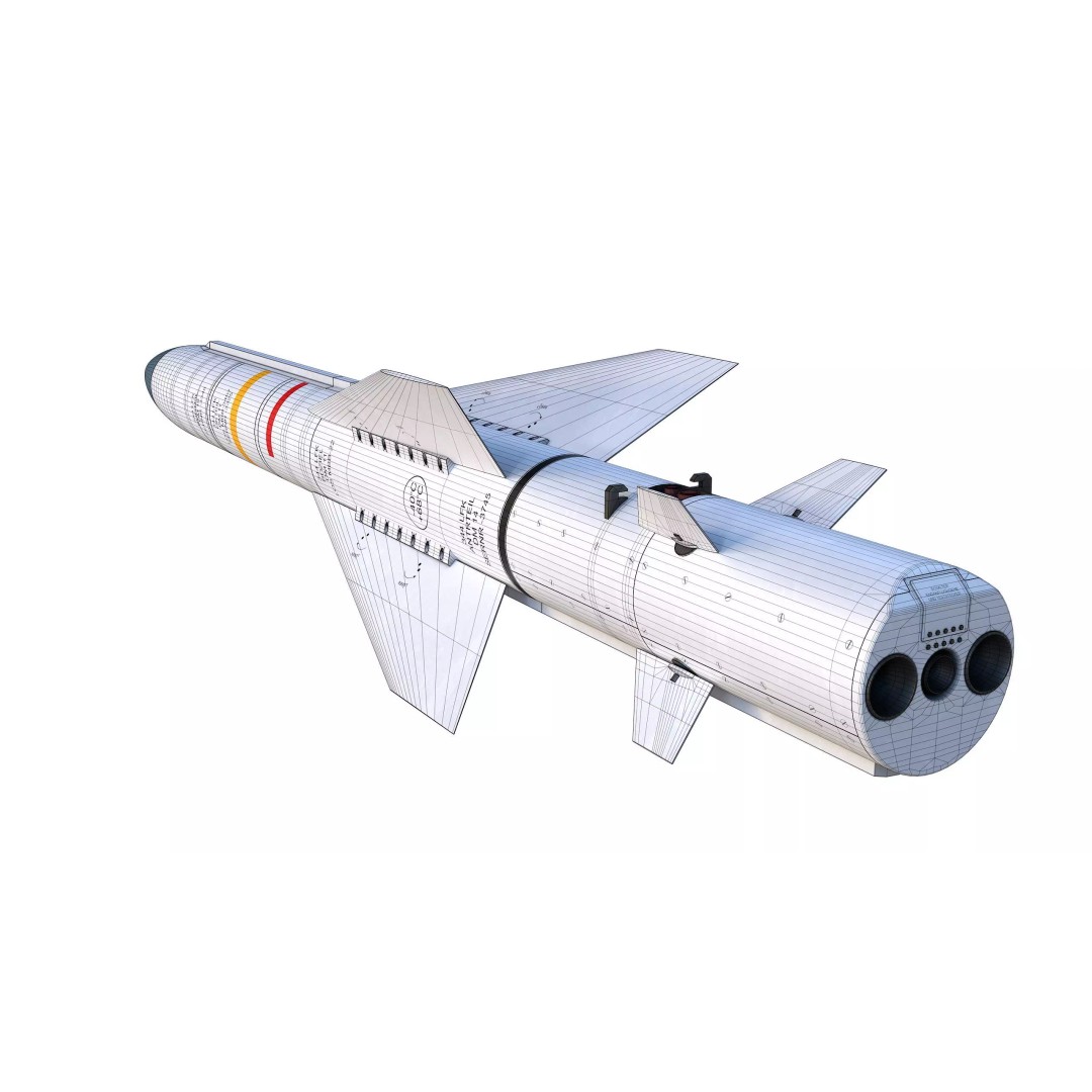 AS 34 Kormoran 3D Model – PBR Missile Asset, FBX, OBJ, Blender - View 19
