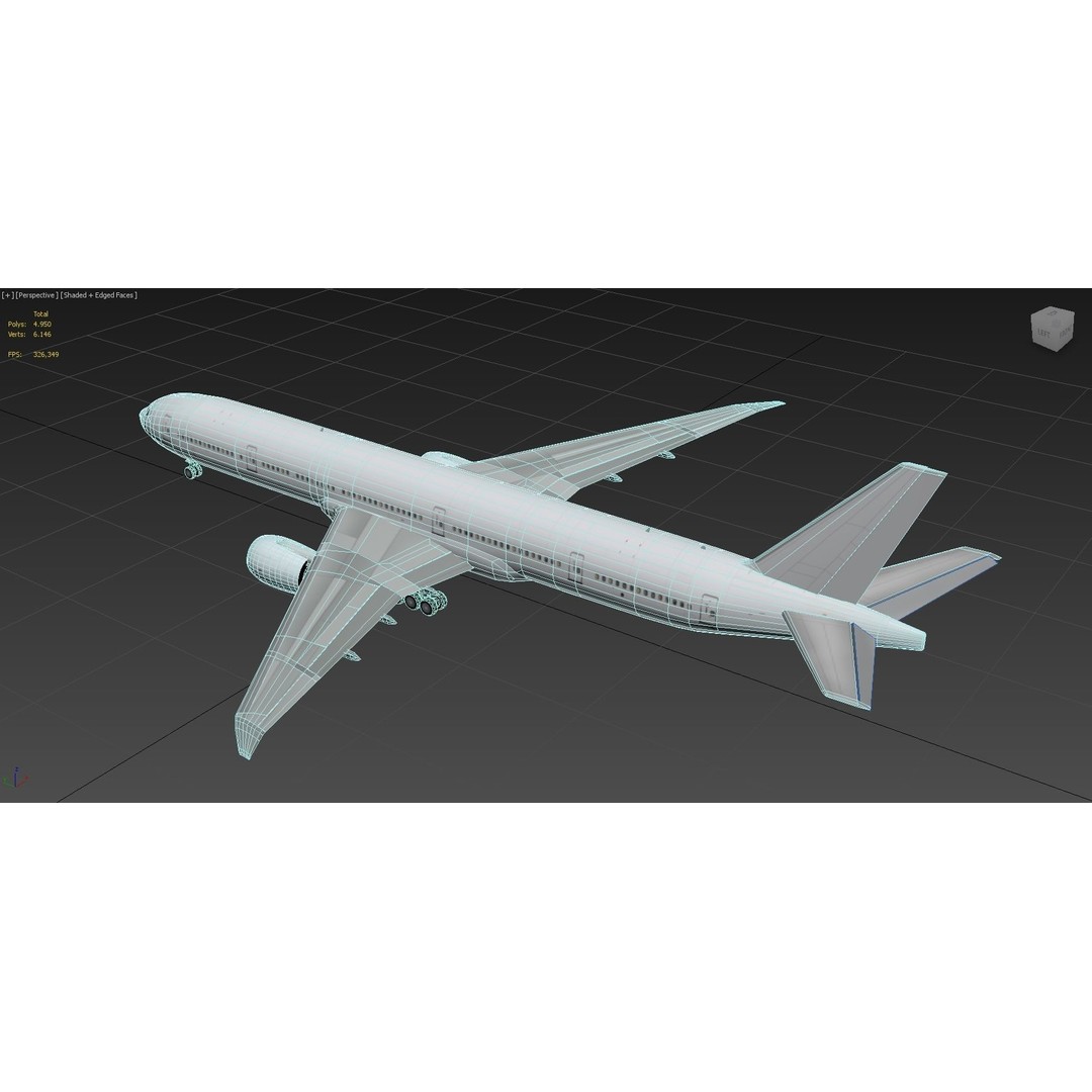 Boeing 777-300LR 3D Model – Low Poly Static Aircraft, FBX