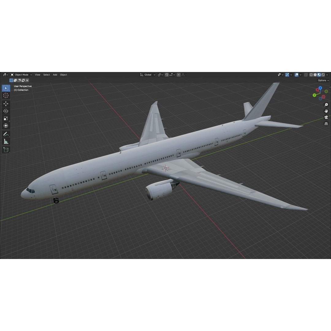 Boeing 777-300LR 3D Model – Low Poly Static Aircraft, FBX - View 10