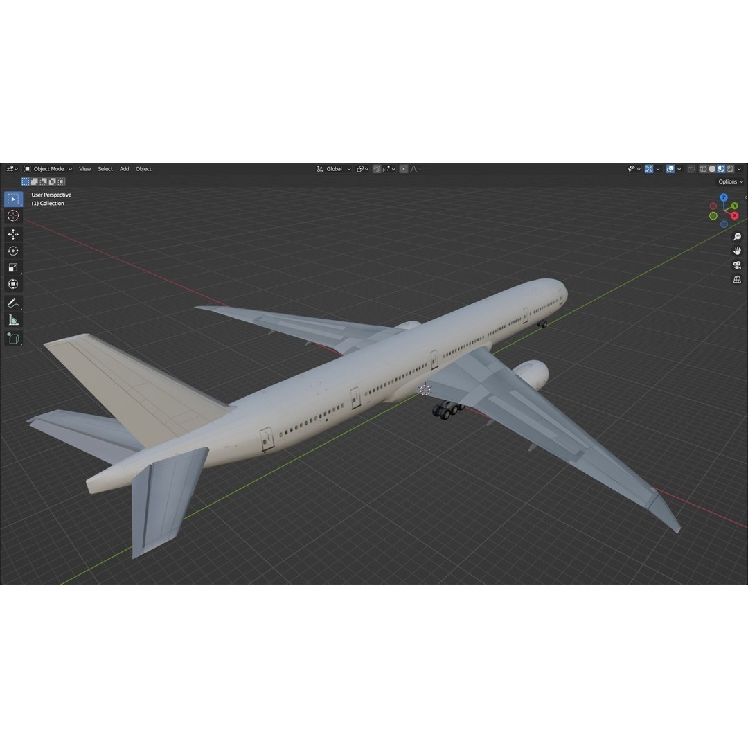 Boeing 777-300LR 3D Model – Low Poly Static Aircraft, FBX - View 11