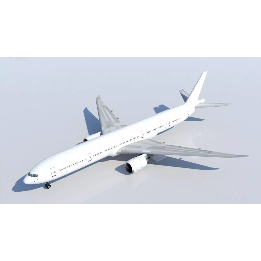 Boeing 777-300LR 3D Model – Low Poly Static Aircraft, FBX - View 2