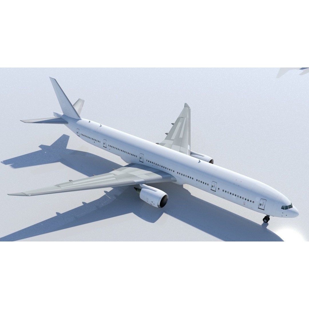 Boeing 777-300LR 3D Model – Low Poly Static Aircraft, FBX - View 4