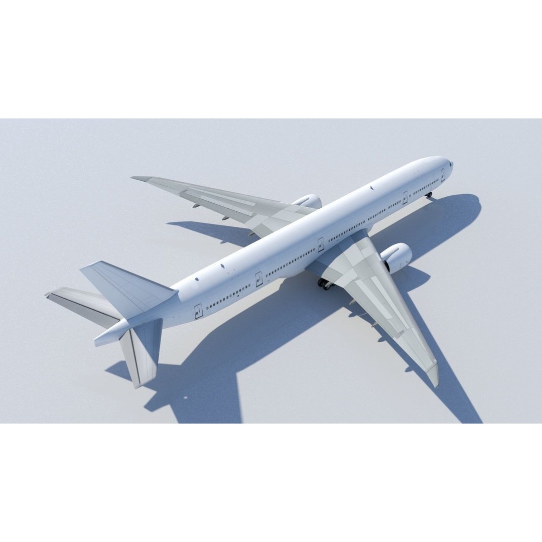Boeing 777-300LR 3D Model – Low Poly Static Aircraft, FBX - View 6