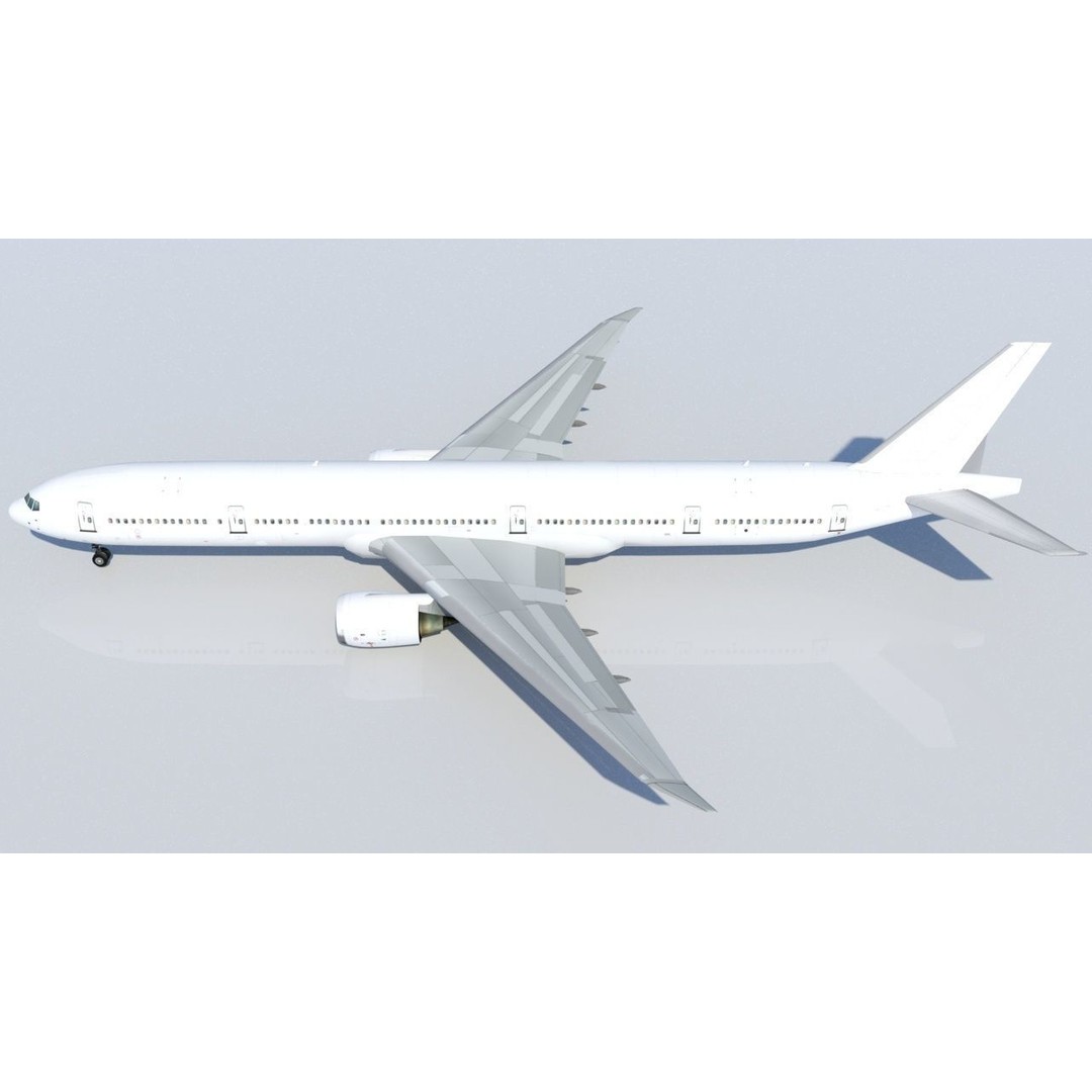 Boeing 777-300LR 3D Model – Low Poly Static Aircraft, FBX - View 9
