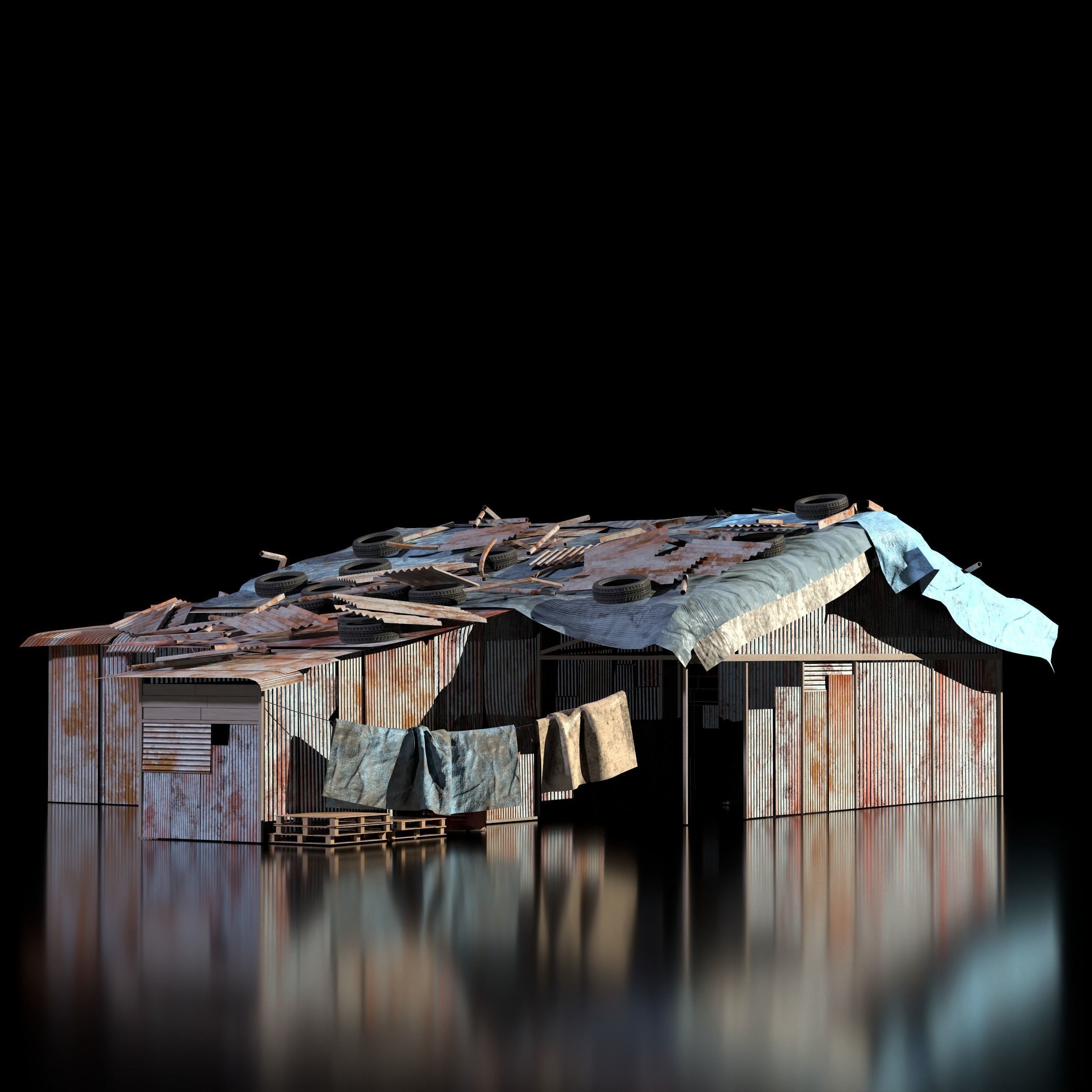 Shanty Town Kitbash - Game-Ready 3D Model - View 11