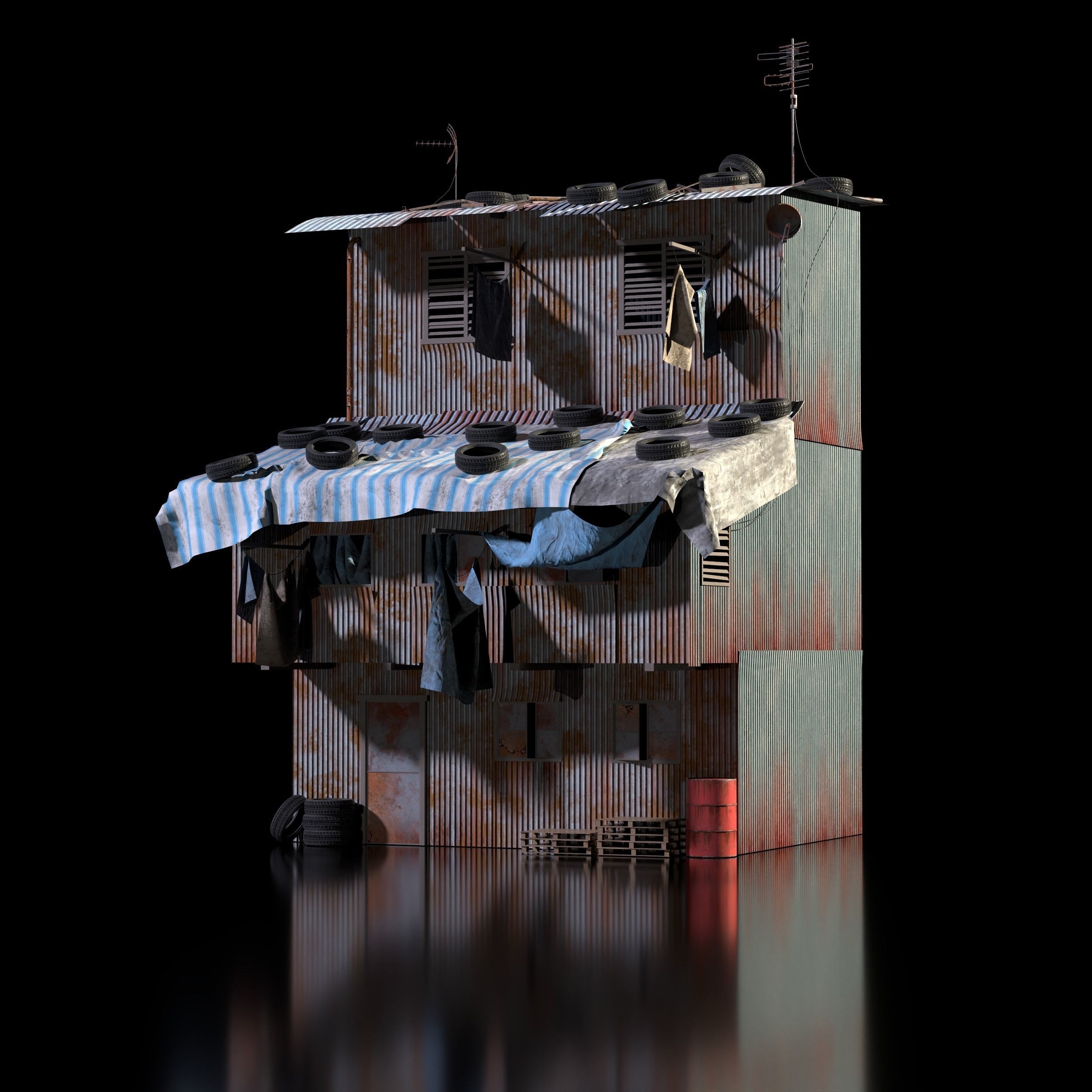 Shanty Town Kitbash - Game-Ready 3D Model - View 12