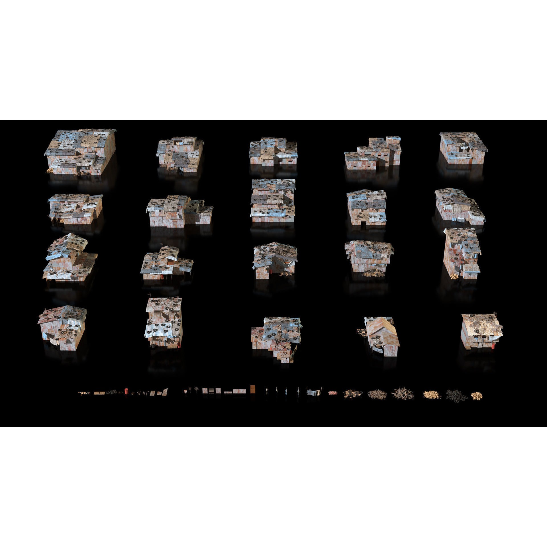 Shanty Town Kitbash - Game-Ready 3D Model - View 3