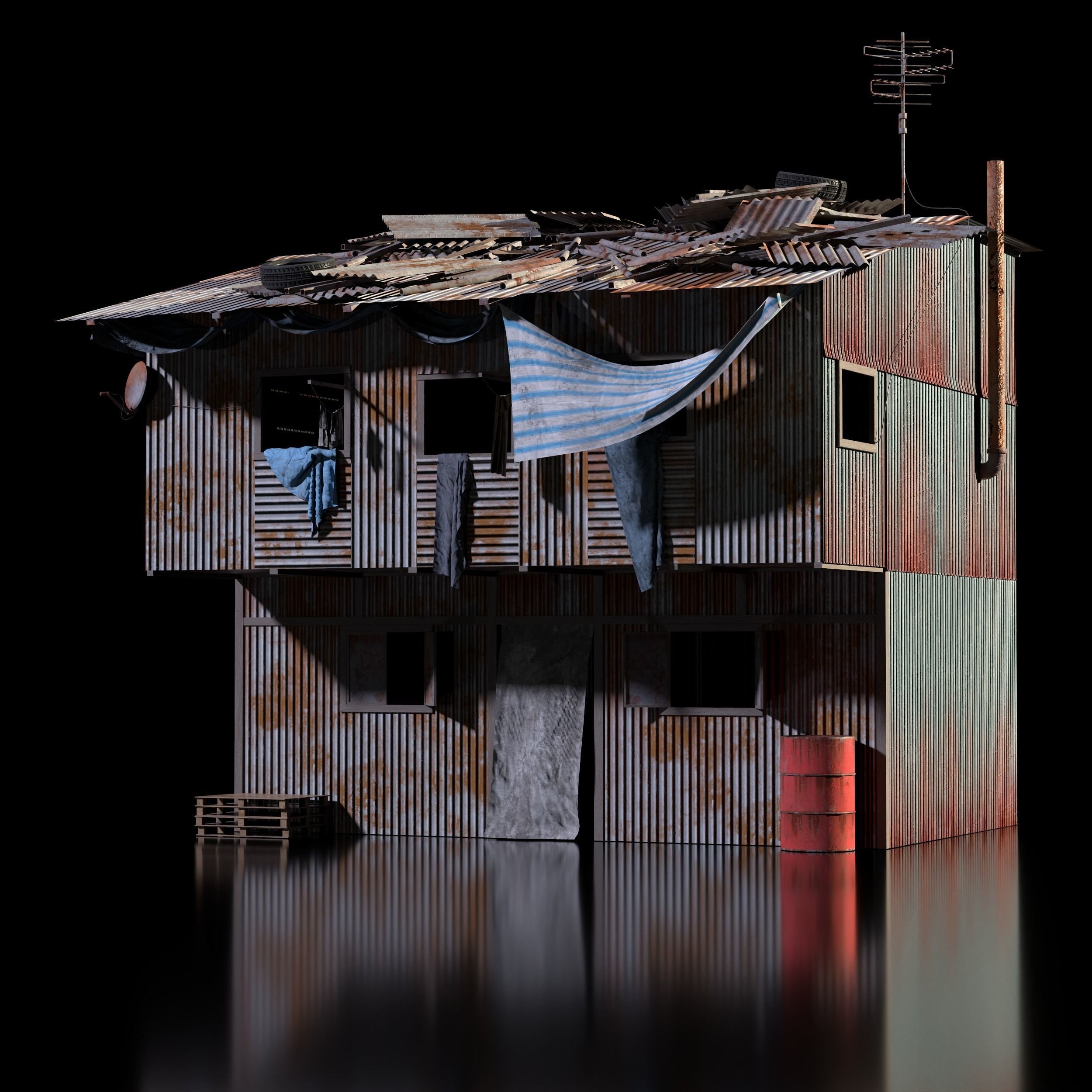 Shanty Town Kitbash - Game-Ready 3D Model - View 9