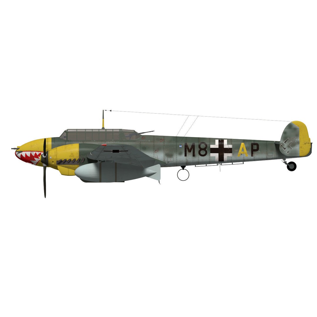 Messerschmitt Bf 110 E1 3D Model – High Poly Aircraft for Animation - View 10