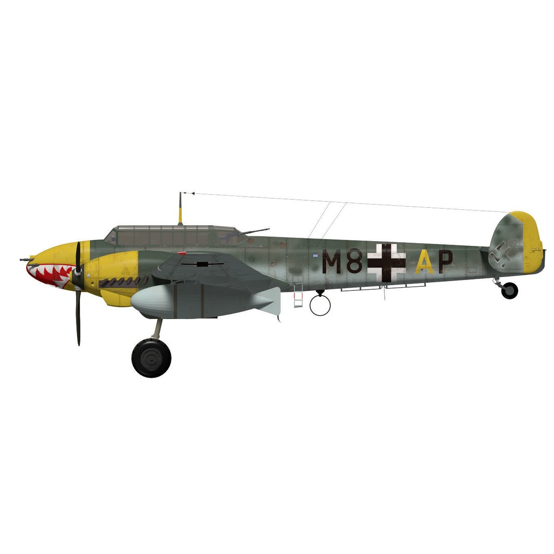 Messerschmitt Bf 110 E1 3D Model – High Poly Aircraft for Animation - View 11