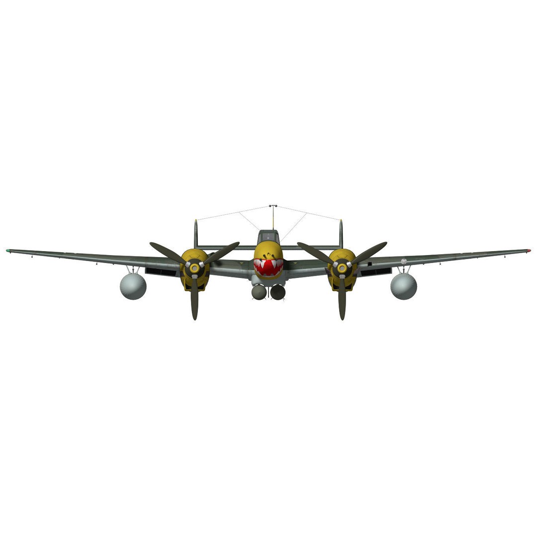 Messerschmitt Bf 110 E1 3D Model – High Poly Aircraft for Animation - View 12