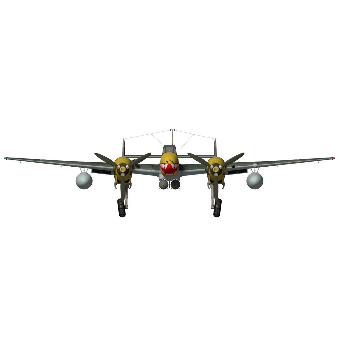 Messerschmitt Bf 110 E1 3D Model – High Poly Aircraft for Animation - View 13