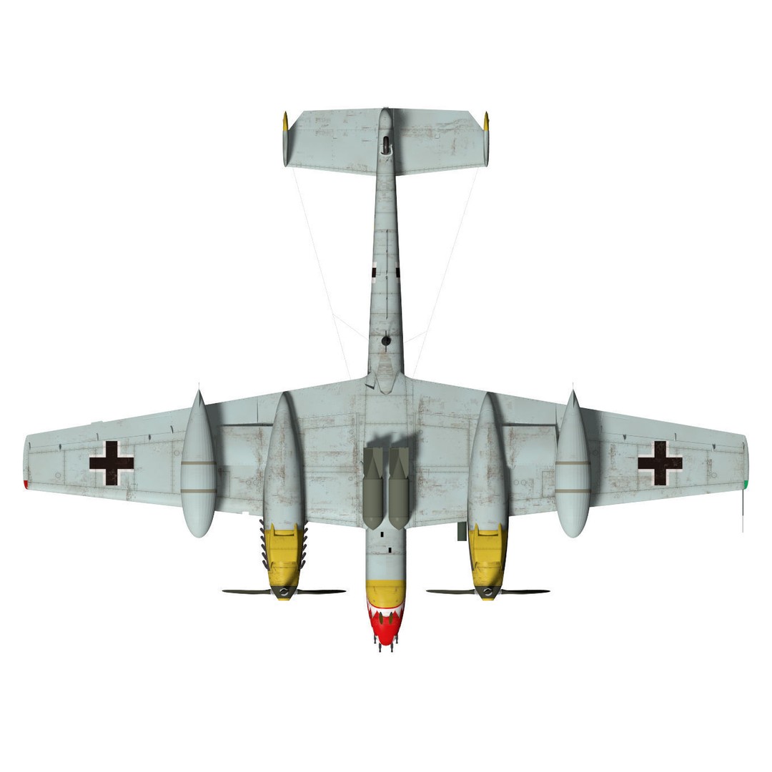 Messerschmitt Bf 110 E1 3D Model – High Poly Aircraft for Animation - View 15