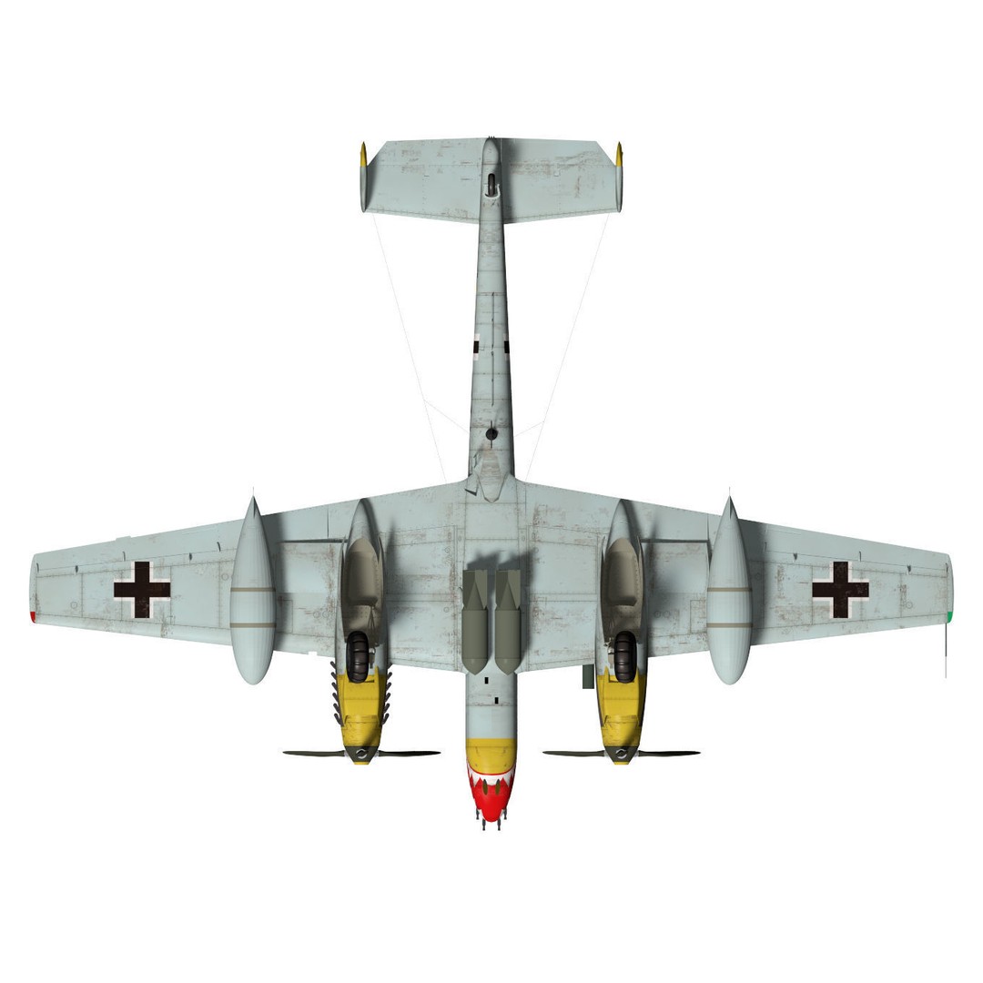 Messerschmitt Bf 110 E1 3D Model – High Poly Aircraft for Animation - View 16