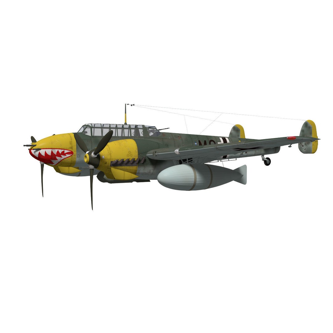 Messerschmitt Bf 110 E1 3D Model – High Poly Aircraft for Animation - View 4