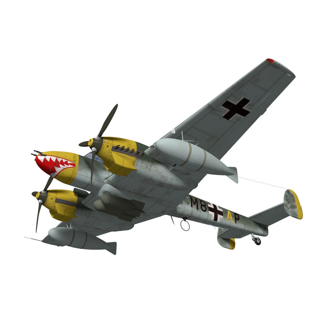 Messerschmitt Bf 110 E1 3D Model – High Poly Aircraft for Animation - View 5