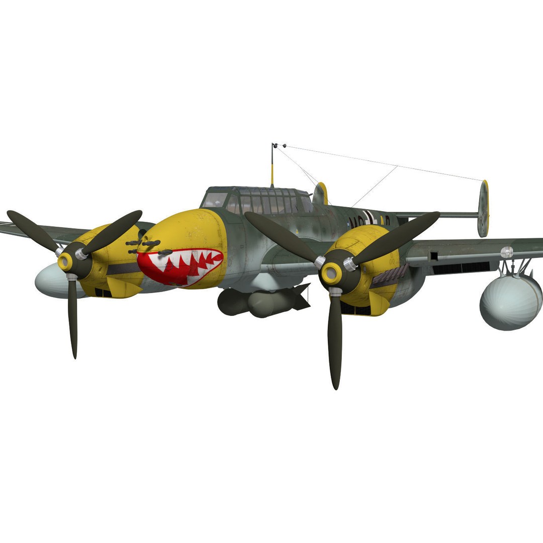 Messerschmitt Bf 110 E1 3D Model – High Poly Aircraft for Animation - View 6
