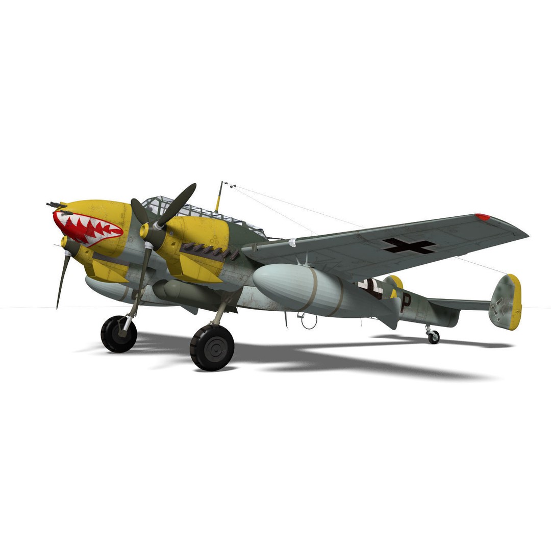 Messerschmitt Bf 110 E1 3D Model – High Poly Aircraft for Animation - View 7