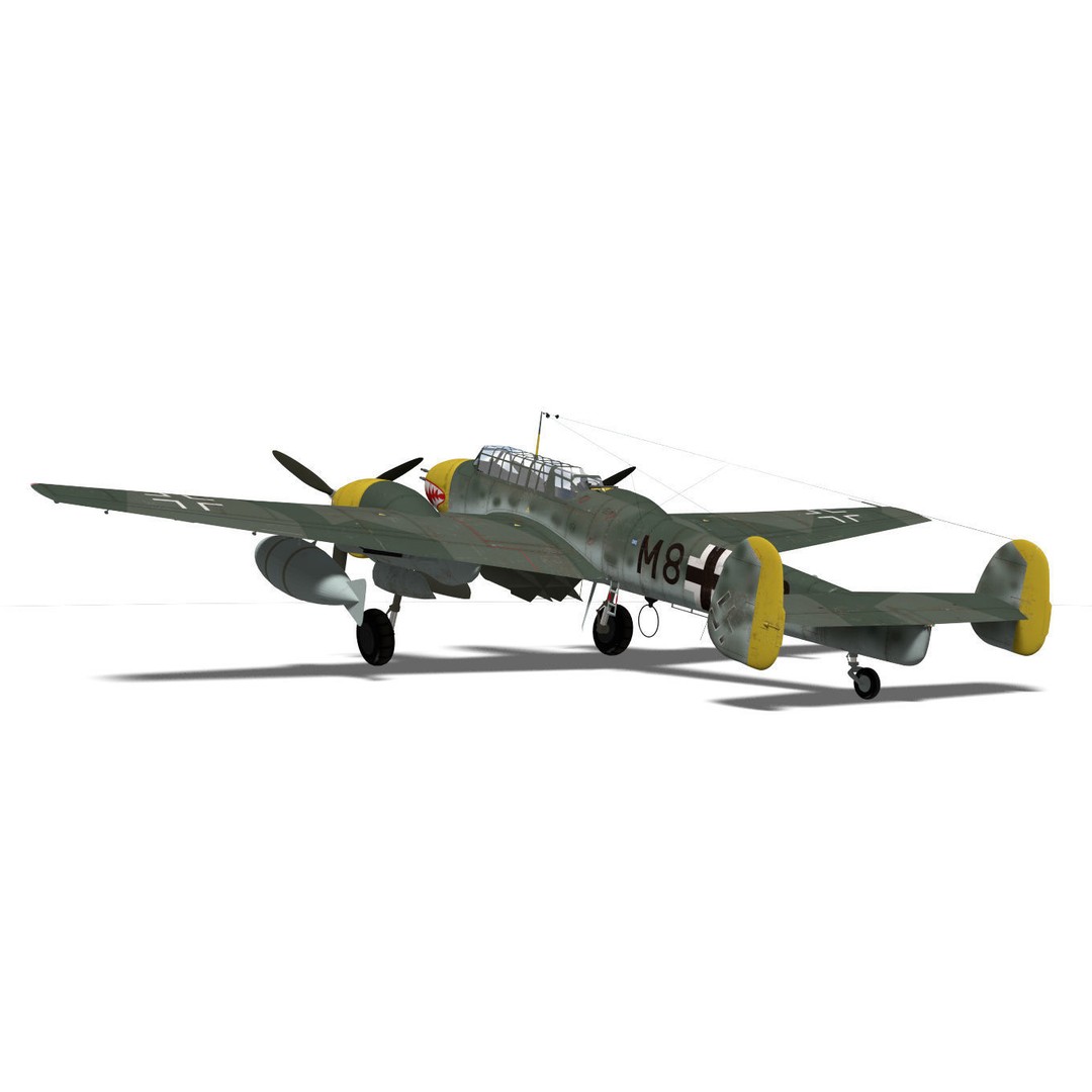 Messerschmitt Bf 110 E1 3D Model – High Poly Aircraft for Animation - View 8