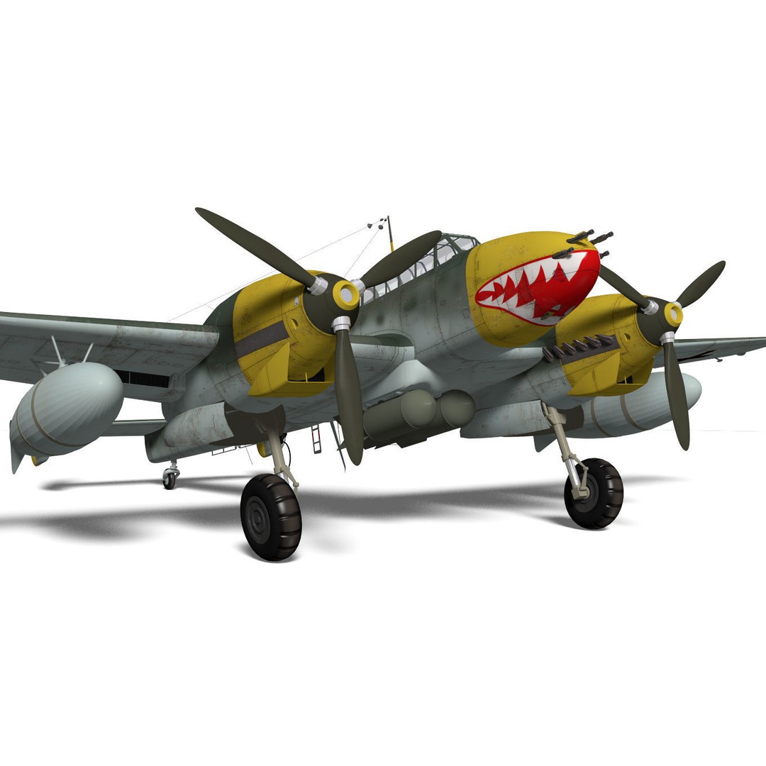 Messerschmitt Bf 110 E1 3D Model – High Poly Aircraft for Animation - View 9