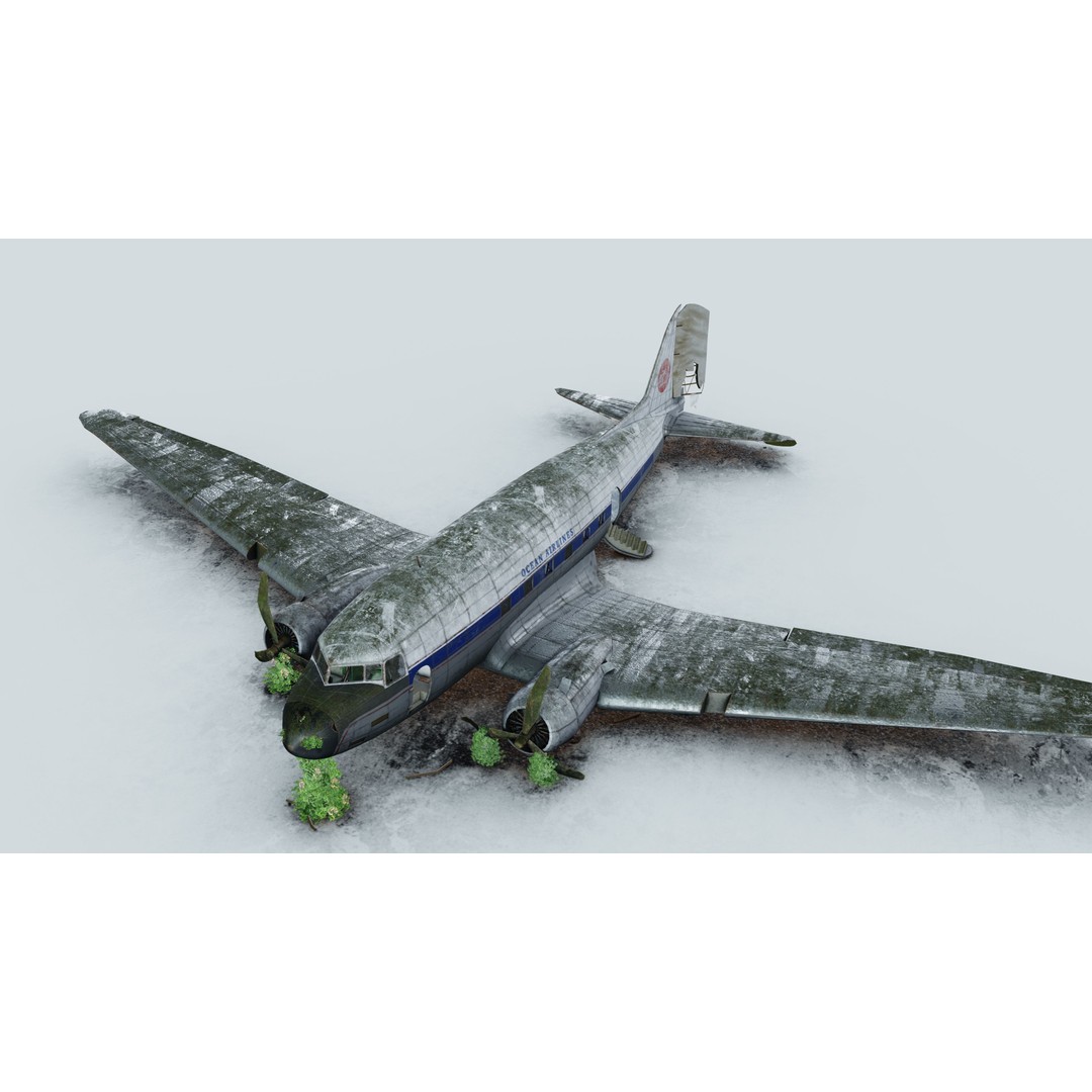 Wrecked Airplane 3D Model – Low Poly PBR Asset for Games, FBX - View 10