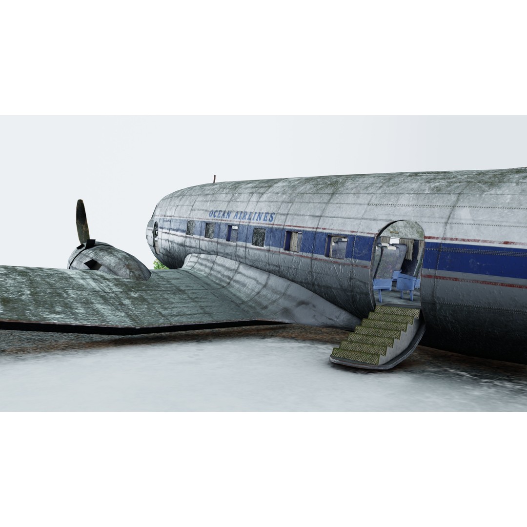 Wrecked Airplane 3D Model – Low Poly PBR Asset for Games, FBX - View 12