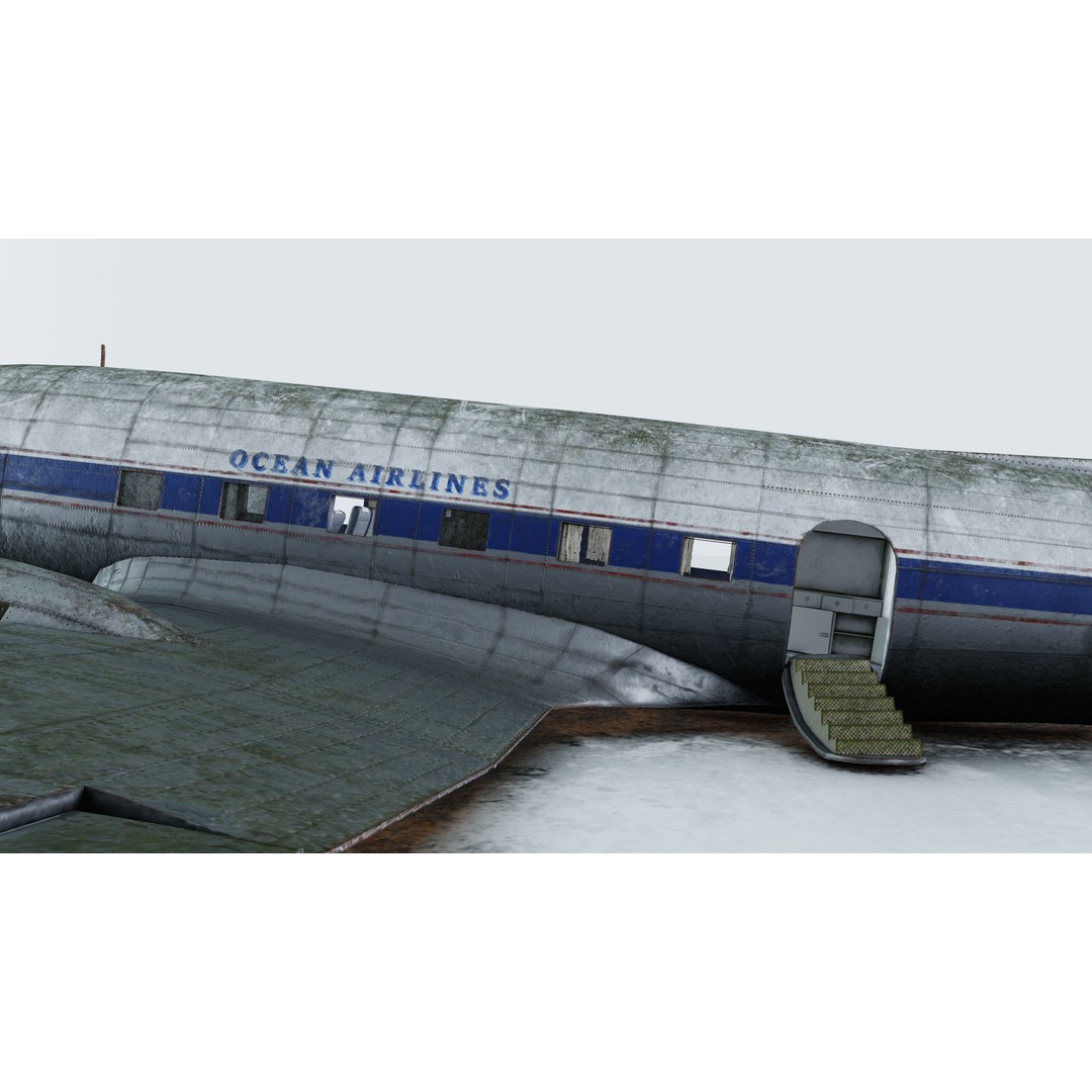 Wrecked Airplane 3D Model – Low Poly PBR Asset for Games, FBX - View 13