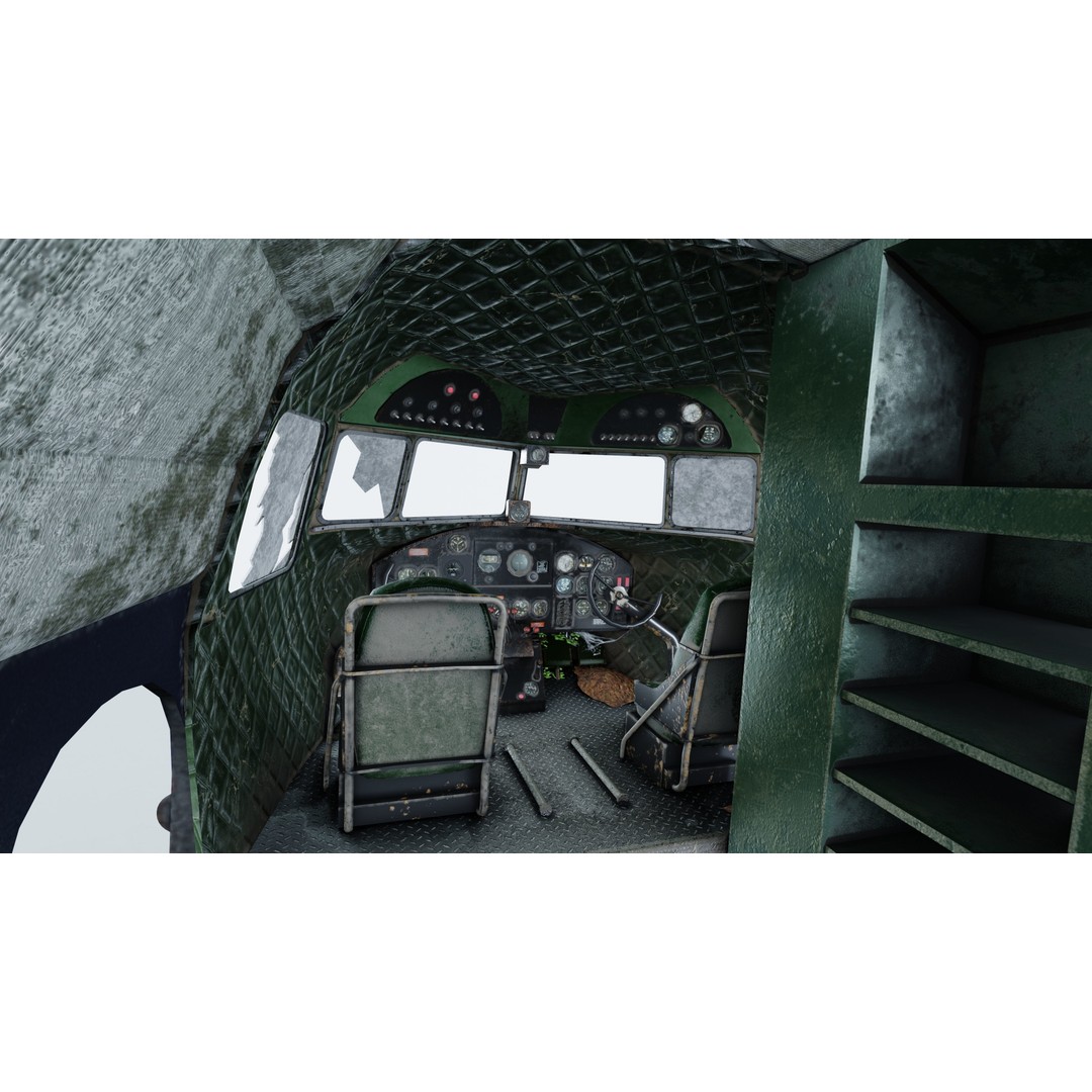 Wrecked Airplane 3D Model – Low Poly PBR Asset for Games, FBX - View 14