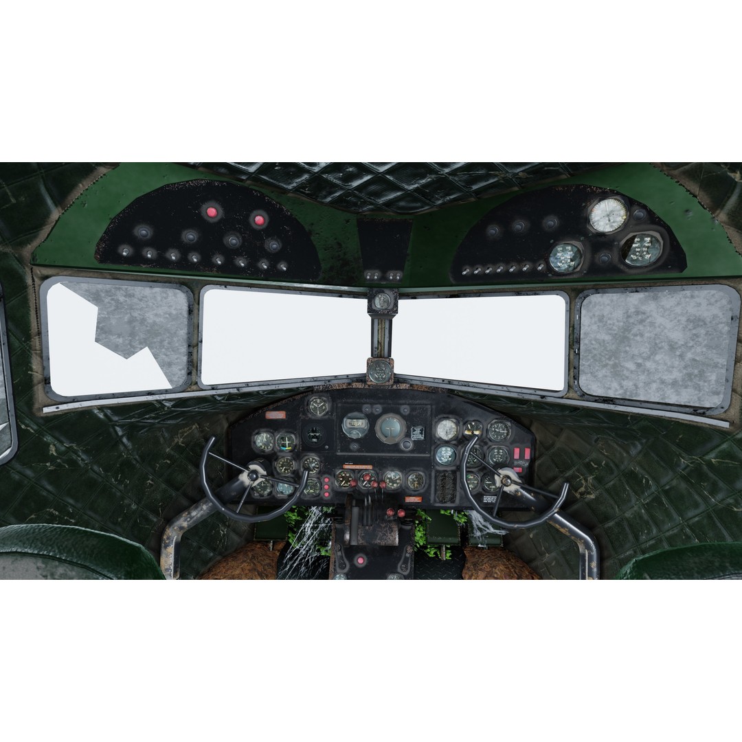 Wrecked Airplane 3D Model – Low Poly PBR Asset for Games, FBX - View 15