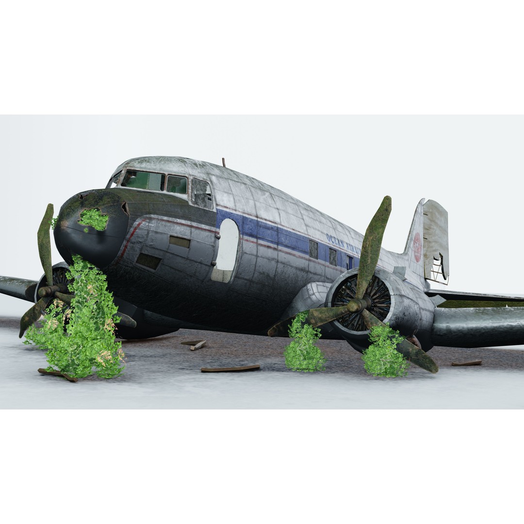Wrecked Airplane 3D Model – Low Poly PBR Asset for Games, FBX - View 22