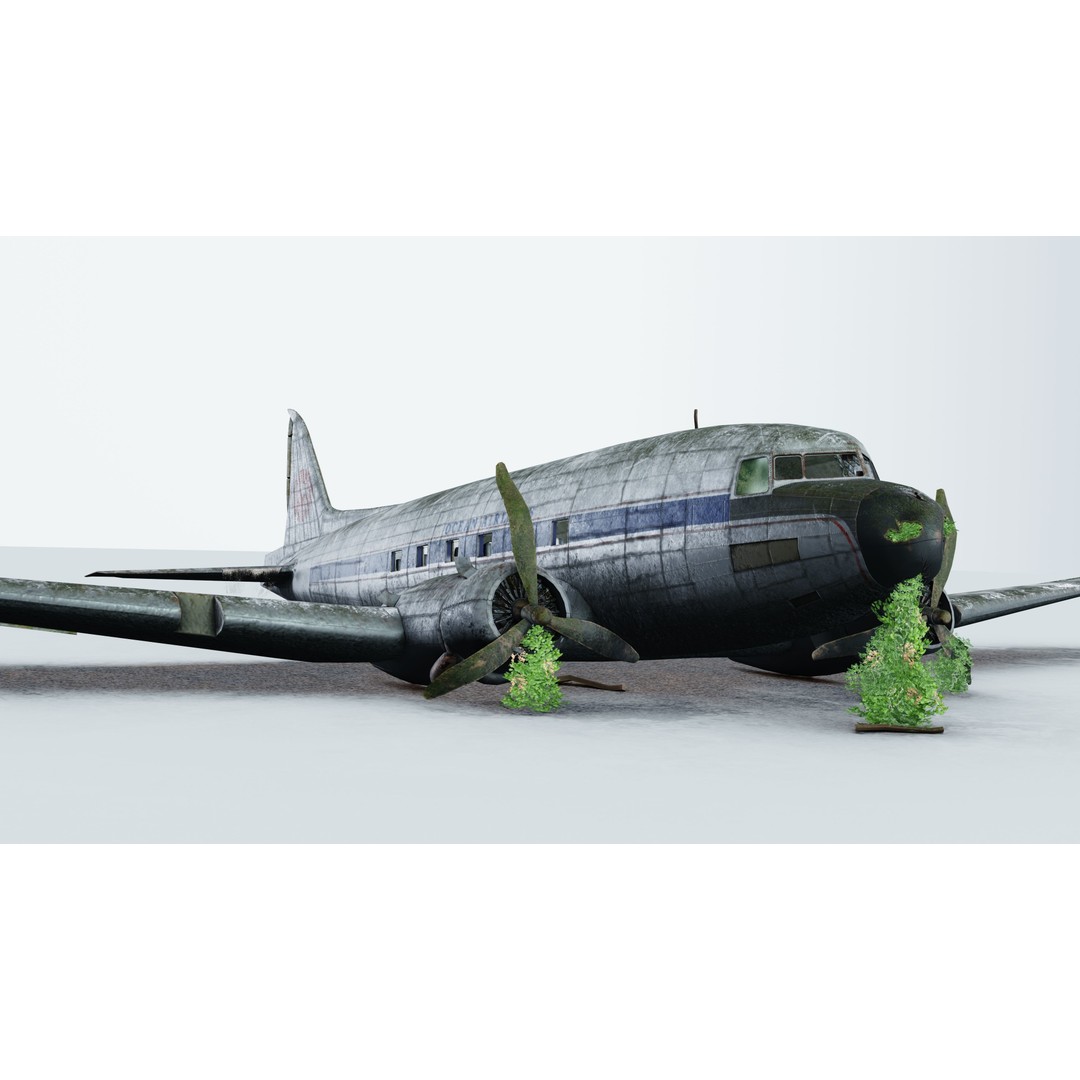 Wrecked Airplane 3D Model – Low Poly PBR Asset for Games, FBX - View 23