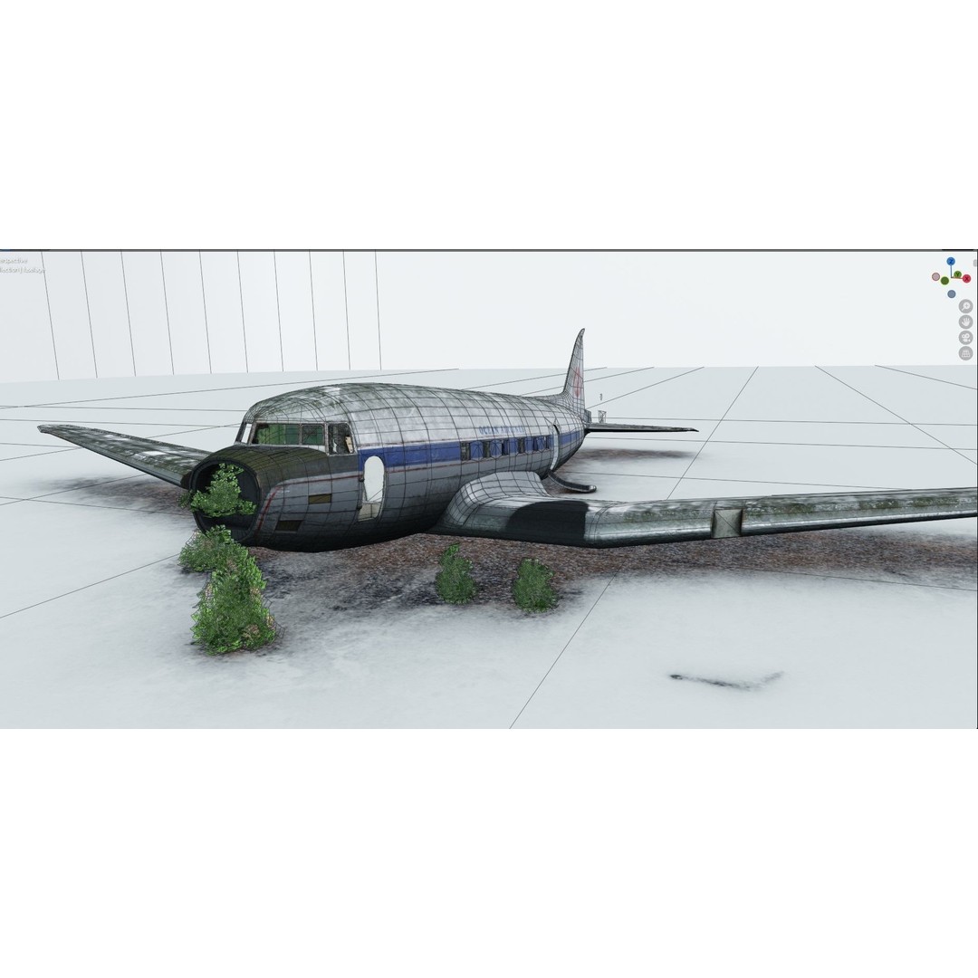 Wrecked Airplane 3D Model – Low Poly PBR Asset for Games, FBX - View 25