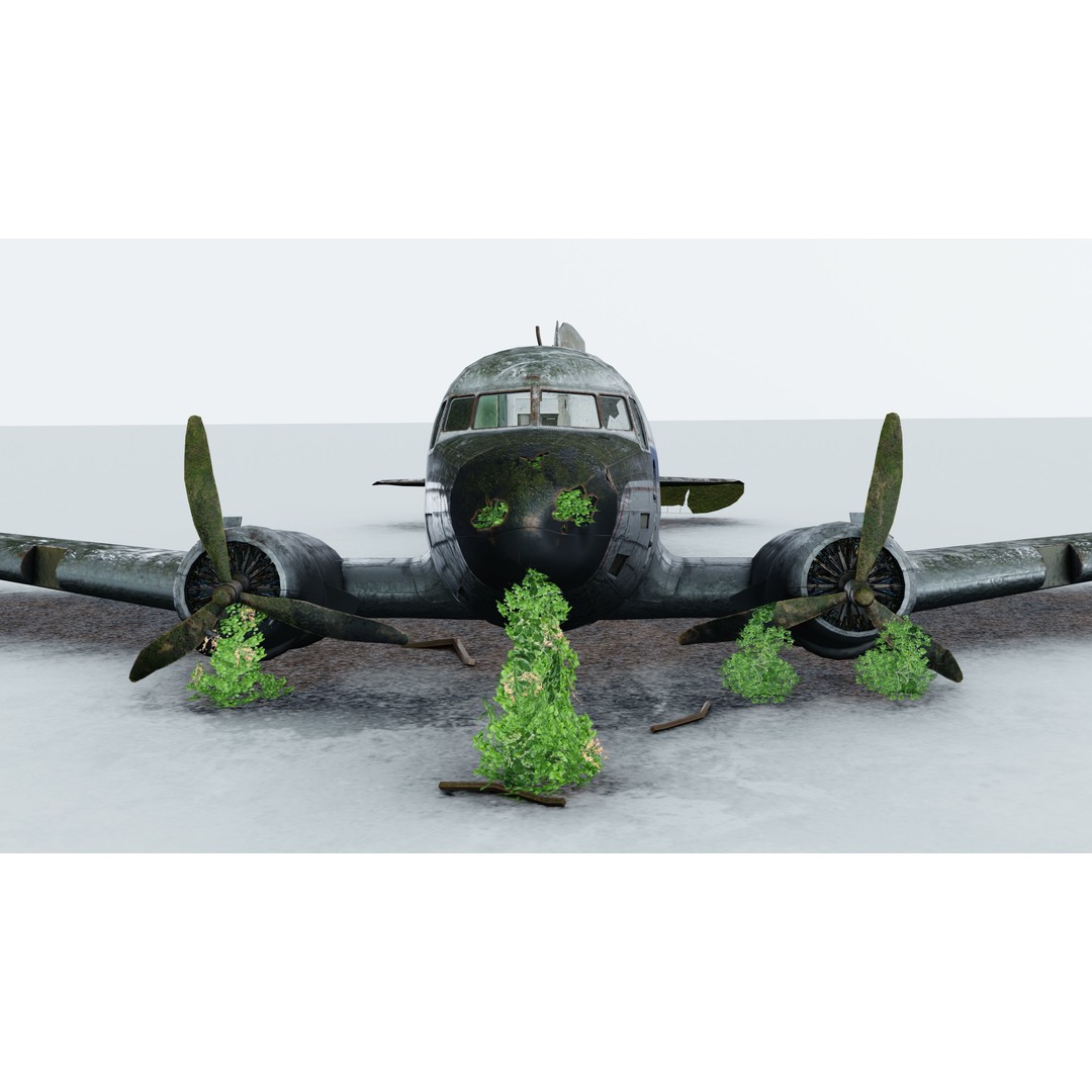 Wrecked Airplane 3D Model – Low Poly PBR Asset for Games, FBX - View 6