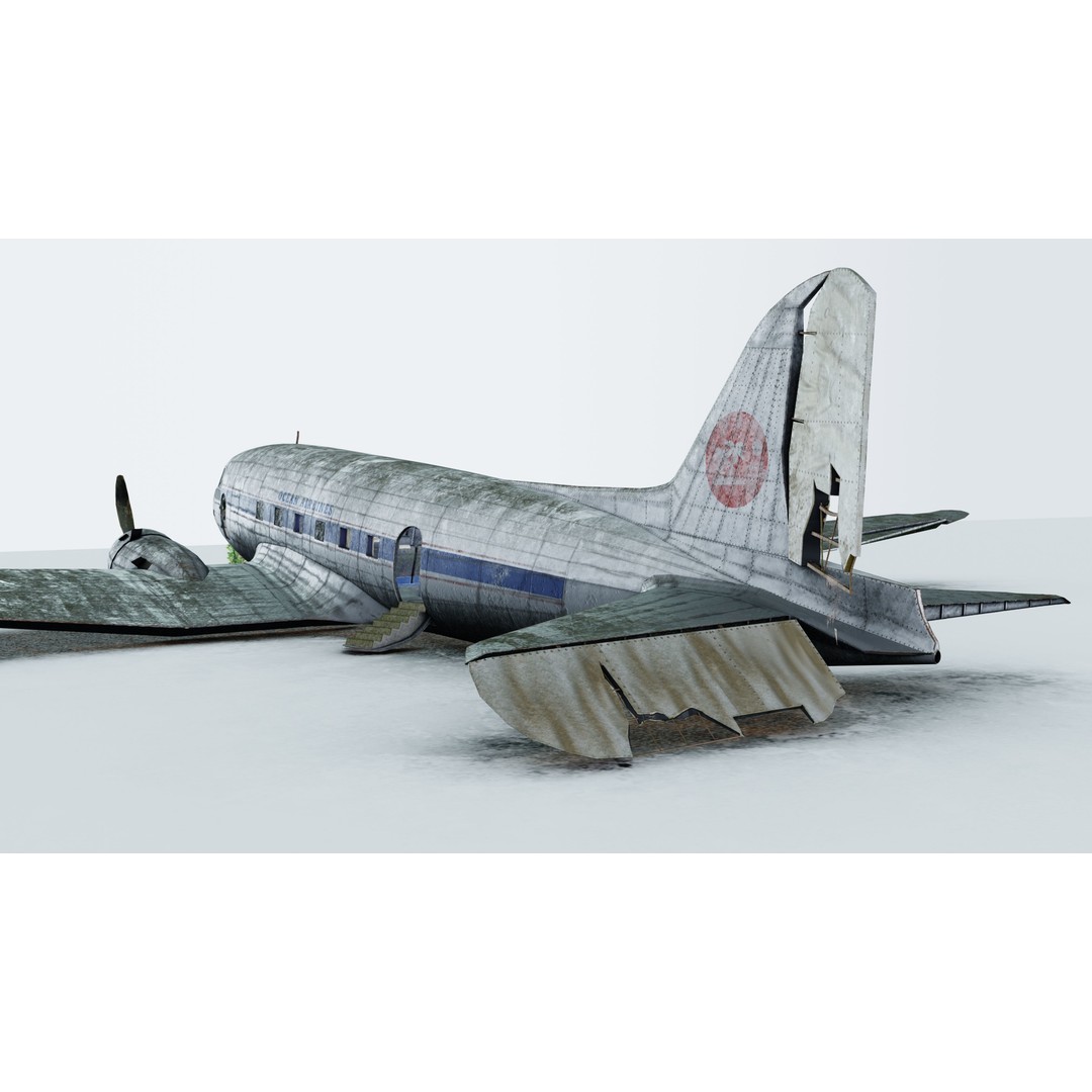Wrecked Airplane 3D Model – Low Poly PBR Asset for Games, FBX - View 7