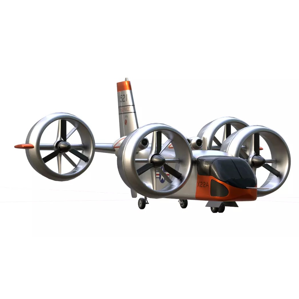 Bell X-22 3D Model – Low Poly Hover Assault Transport, FBX, OBJ - View 15